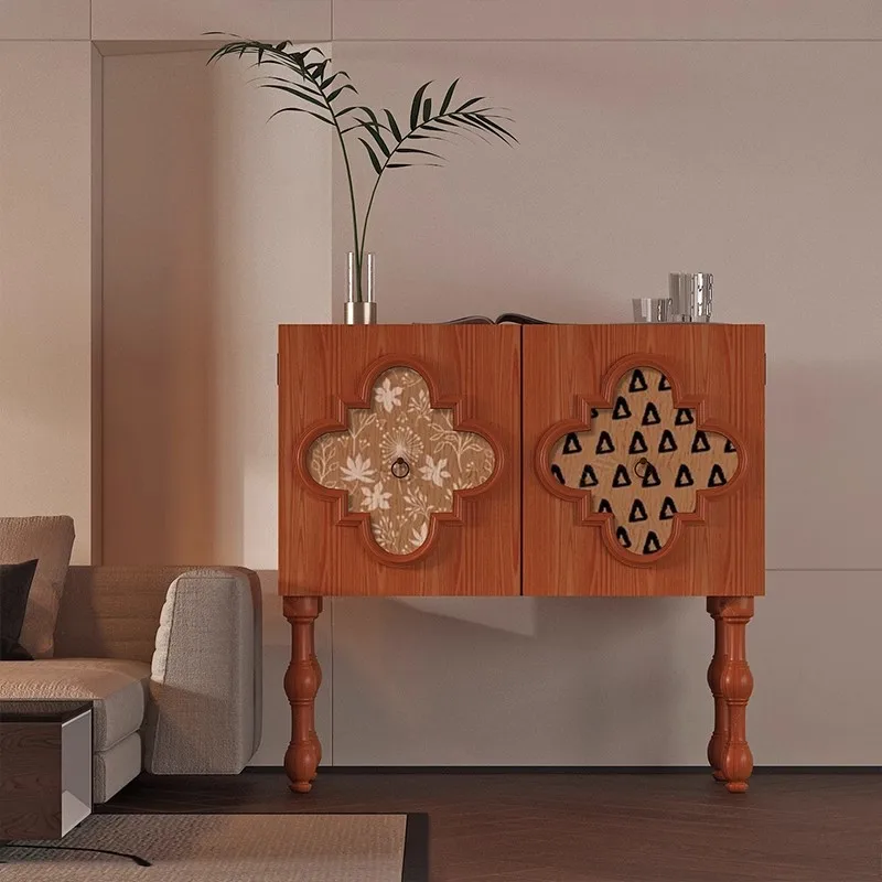 Mid-Century Solid Wood Entrance  Storage  Home Living Room Entrance Retro Storage  Corner Cabinet Against