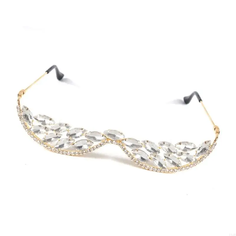 Półramkowe kryształowe okulary przeciwsłoneczne Dżetów Okulary przeciwsłoneczne bez soczewek Kryształowe okulary z ramką w V dla