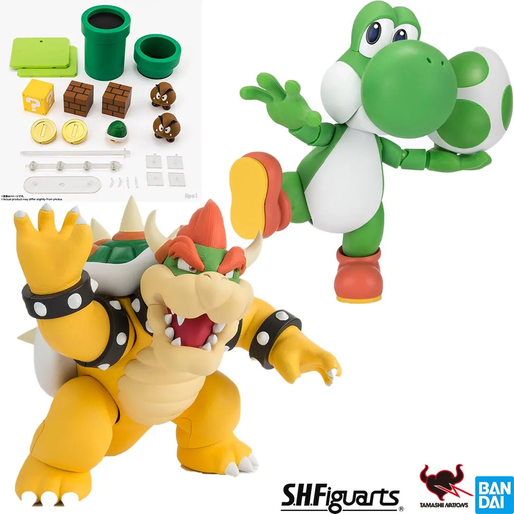 

In Stock Original BANDAI SPIRITS S.H.Figuarts Bowser Super Mario Series Yoshi Koopa Anime model action figure Genuine Boxed Toy