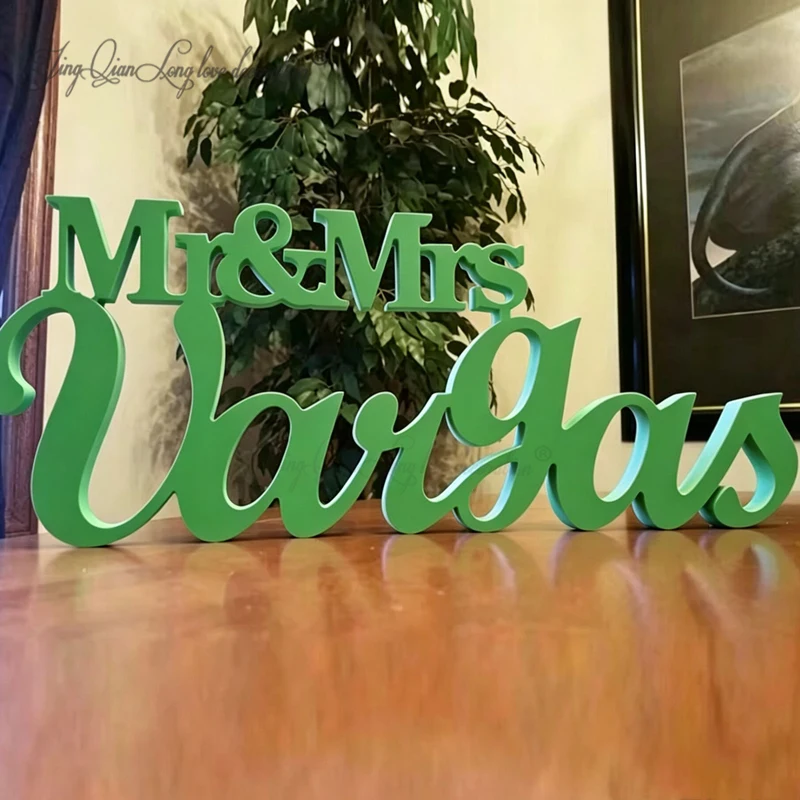 Custom Mr. And Mrs. Last Name Table Sign Wedding Decor Personalized Home Decor