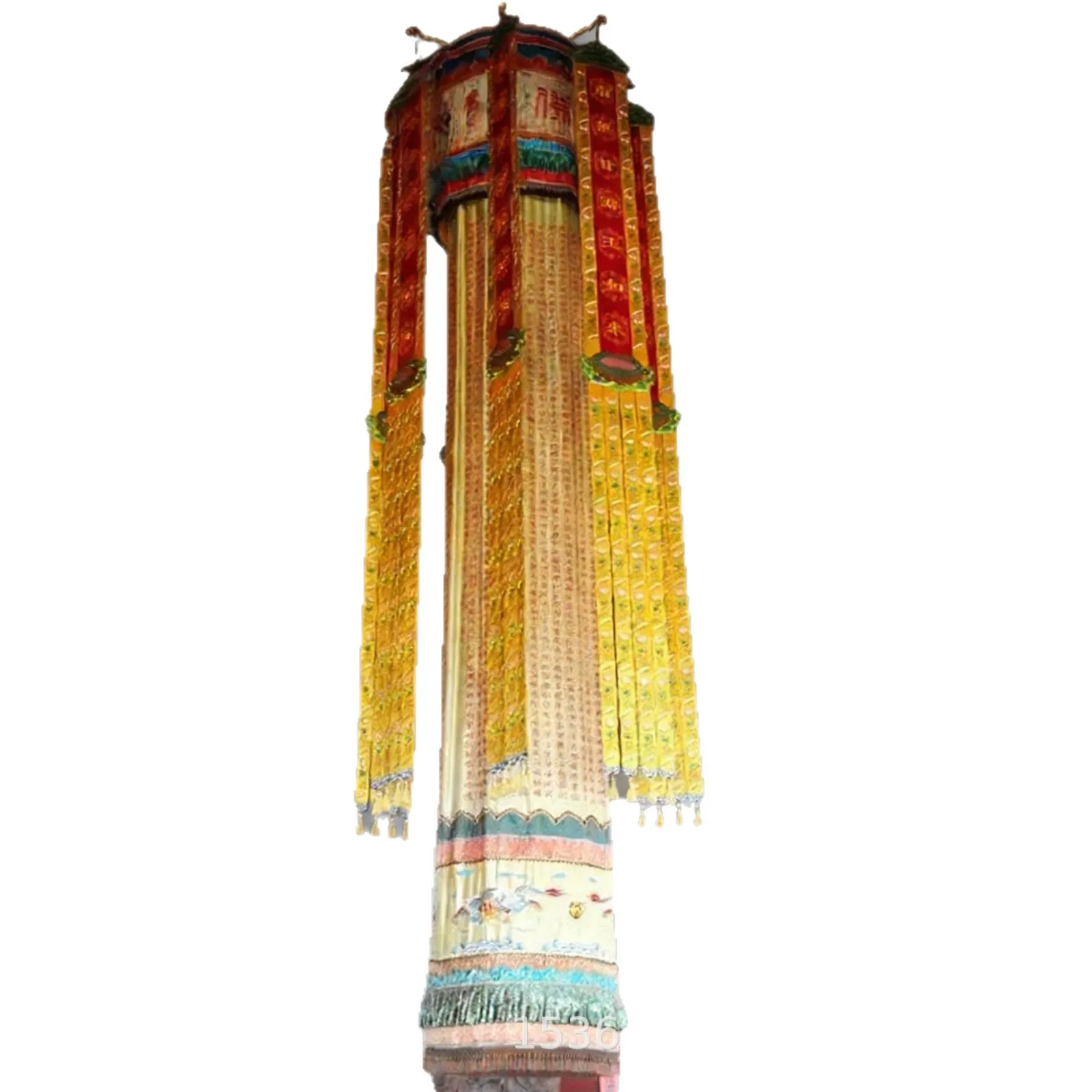 Buddhist Hall Embroidery Sutra Brocade Jacquard Building Round Building Decoration Dharma Building Hanging Banner