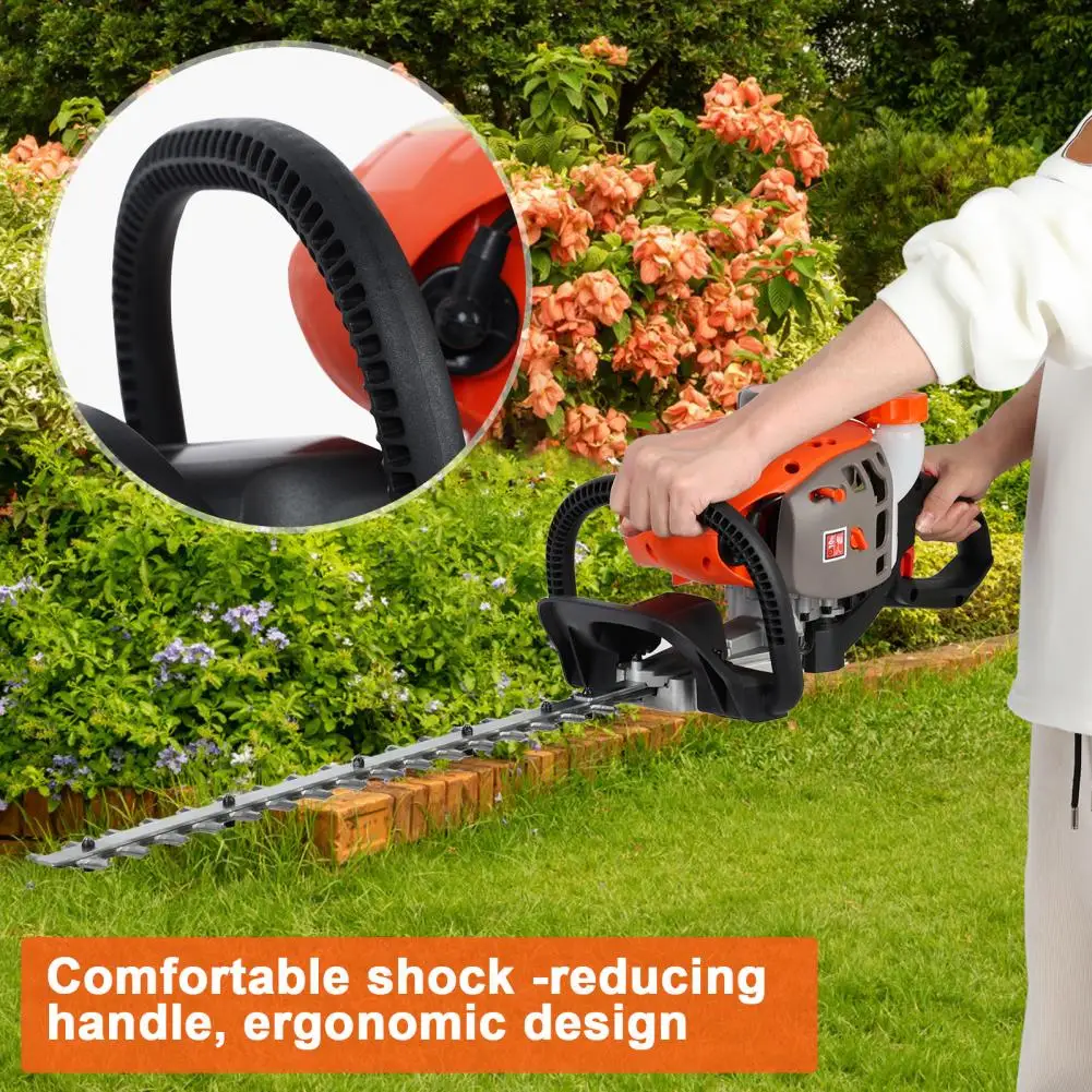 Weed Trimmer, 2-Stroke Low Noise 0.6L Oil Tank Dual Sided Hedge Trimmer, 26CC Cordless Sharp Blades Gas Powered Hedge Pruner