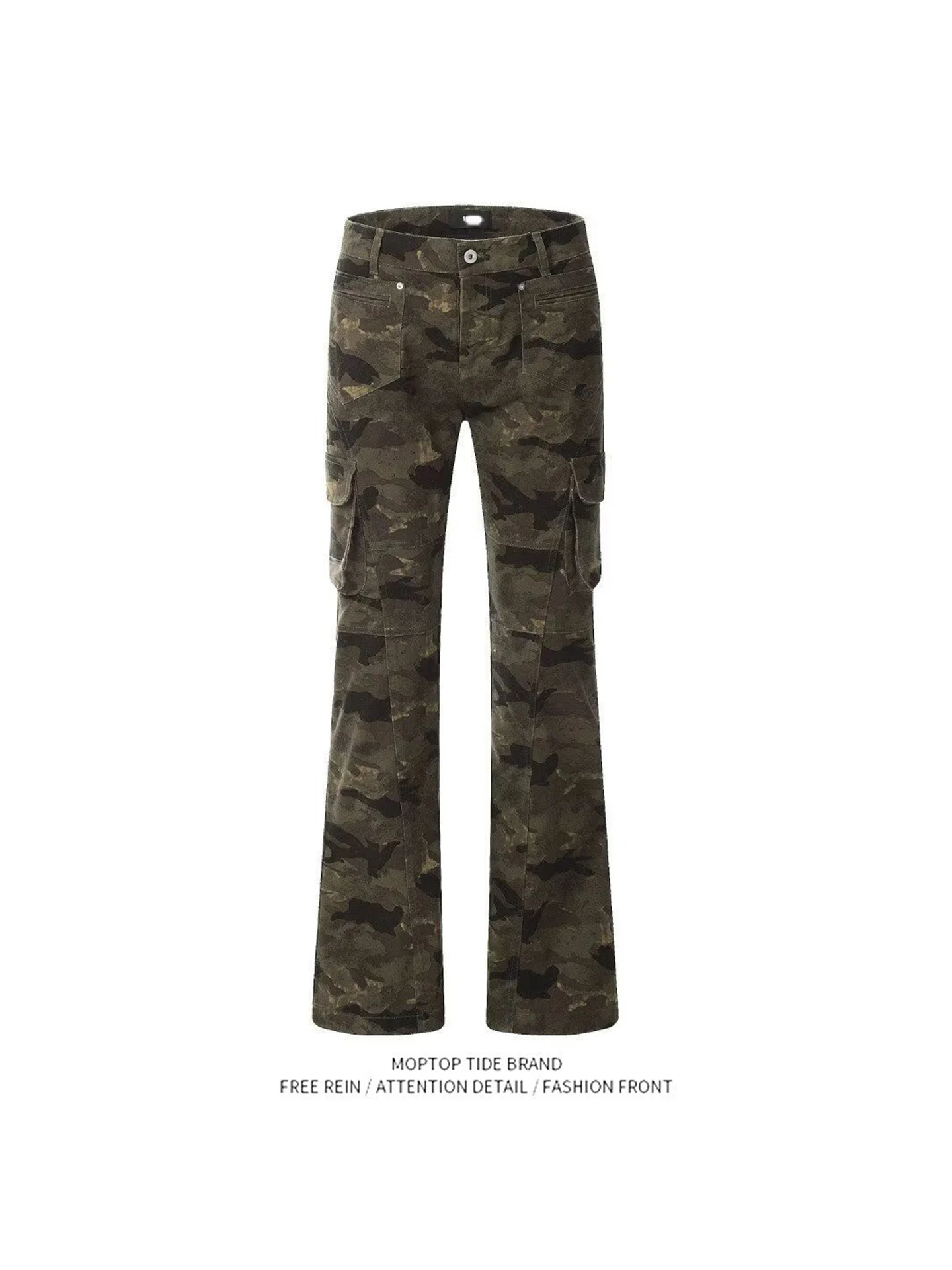 

American Retro Camouflage Multi-ket Jeans Men Women Spring New Sle Hip Hop Straight Leg Slimming Flared Workwear Pants