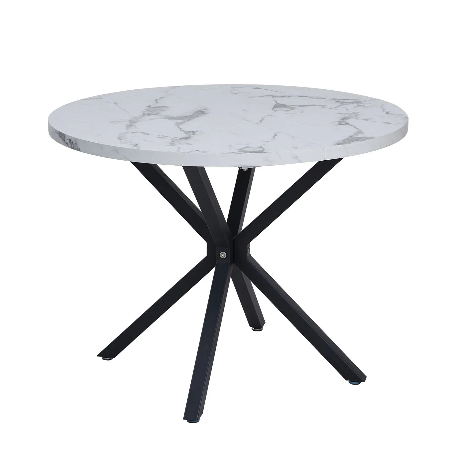 EGOONM Nordic Ronde Tafel Massief Houten Tafel met Houten Deksel en Stalen Frame Salontafels Woonkamer Kantoor Meubelen 100CM