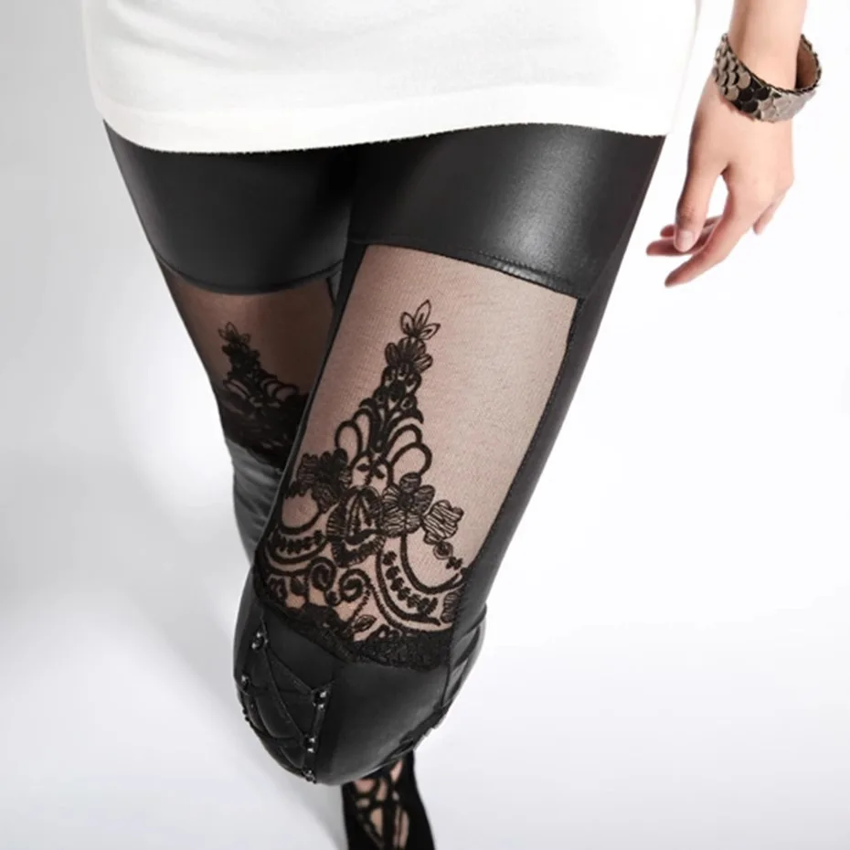 Dames Kant eer Casual broek Imitatieleer Strakke pasvorm Lage taille Herfst Faion Casual damesbroek Zijde gloeiend