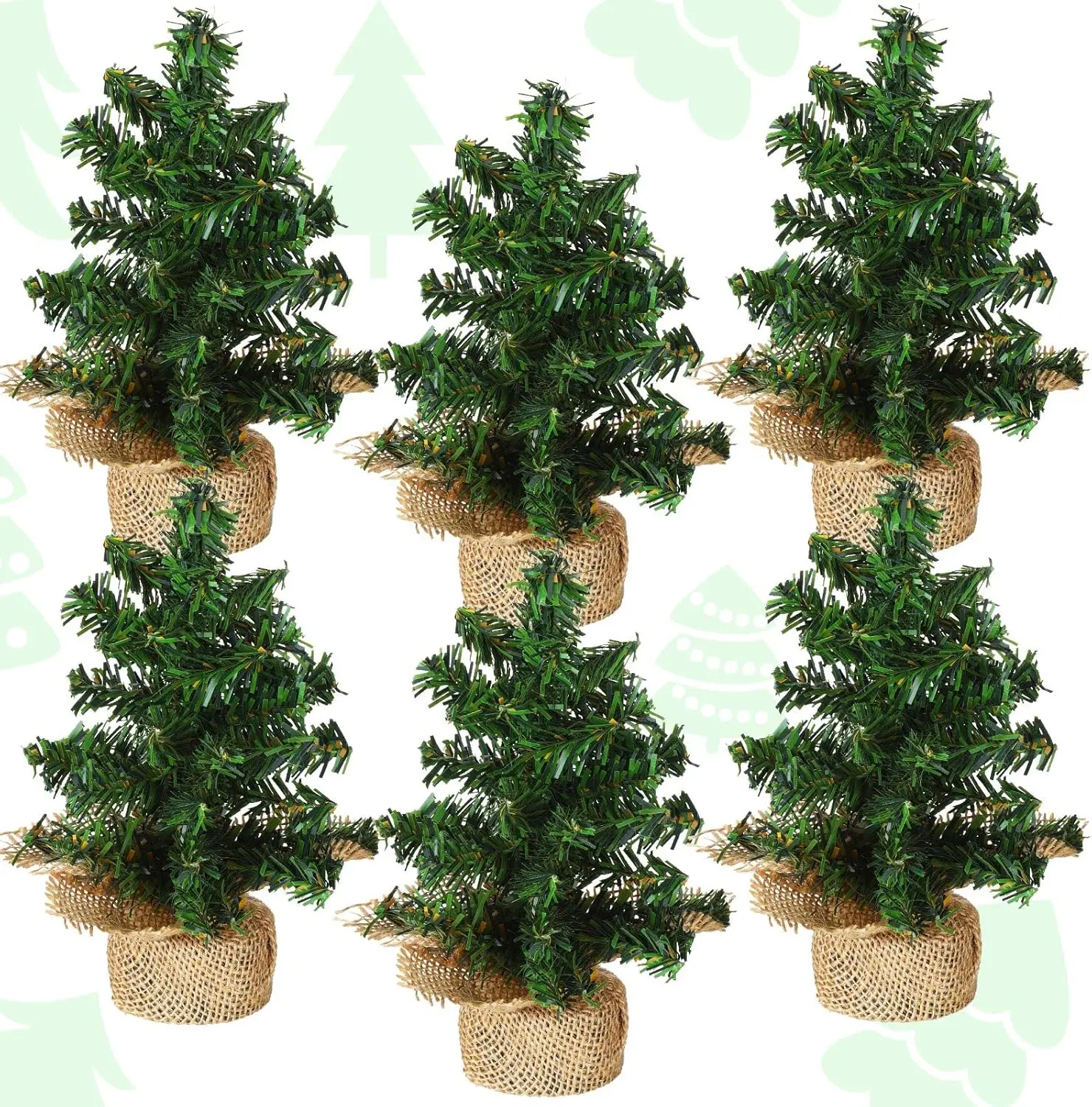 

6 Pcs Mini Christmas Tree 7.87 Inch Artificial Pine with Linen Base for Indoor Holiday Decor