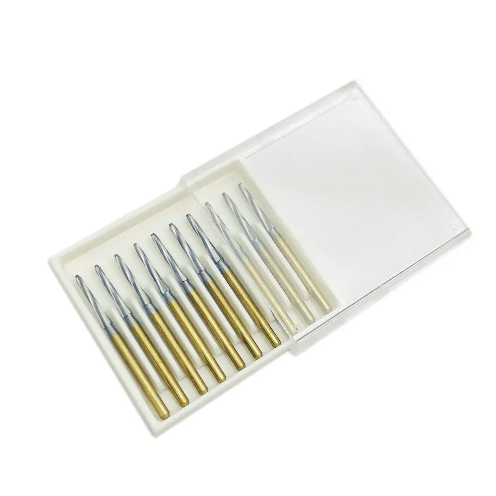 10pcs/box Dental Diamond FG High Speed Burs for Polishing Smoothing Dental Burs 1.6mm endo-z 21mm/25mm/28mm