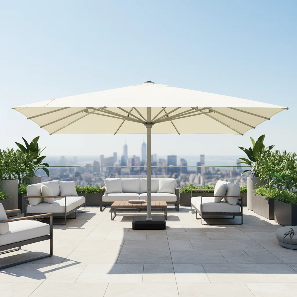 7M Aluminum Hanging Patio Umbrella-Modern Design Waterproof & UV Protection for Garden & Restaurant Outdoor Use