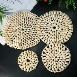 9/13/18/20cm Weave Natural Cowrie Conch Seashell Sun Flower Circles sottobicchieri rotondi tazze isolanti tappetini per tazze decorazioni per la tavola di nozze