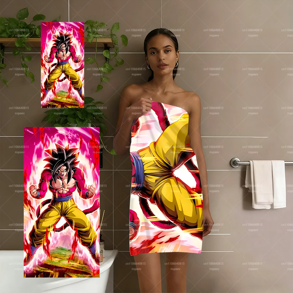 Dragon Ball GT Goku Super Saiyan 4 Beach Towel, Pink Fire Background Quick Dry Polyester Swimming Bath Towel view 4