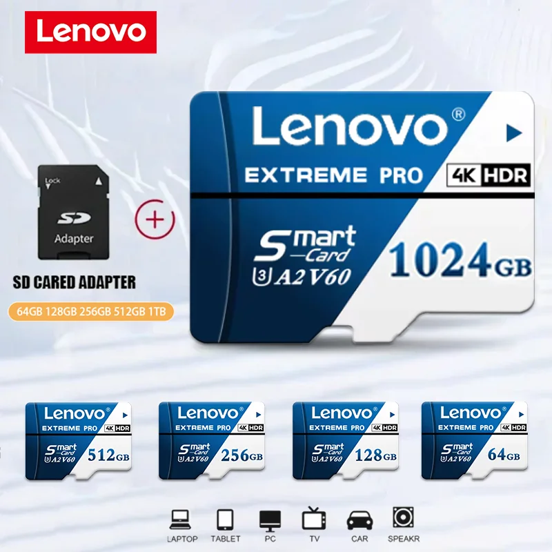 Scheda di Memoria Micro SD Lenovo 1TB 512GB 256GB 128GB 64GB, Chiavetta Flash TF Classe 10, Dispositivo di Archiviazione, Spedizione Diretta