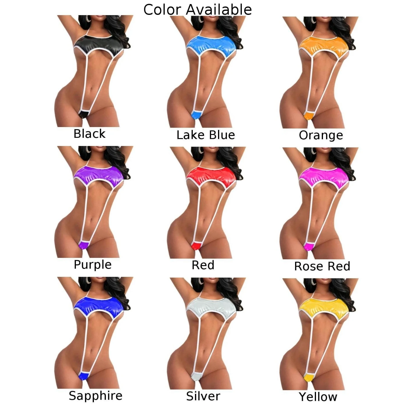 Costume da Bagno Bikini Senza Schienale, Set Bikini Sexy con Ritagli, Effetto Bagnato, Tessuto Leggero ed Elastico, Condizioni Nuove di Zecca