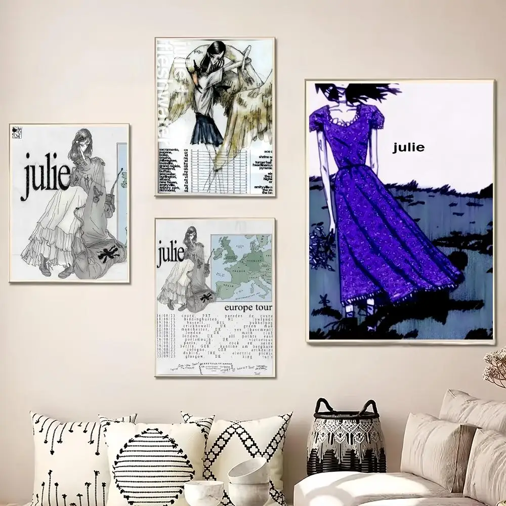 Band J-Julie grunge shoegaze Painting Calligraphy Canvas Poster Wall Art for Living Room Bedroom Cafe Decor Gift