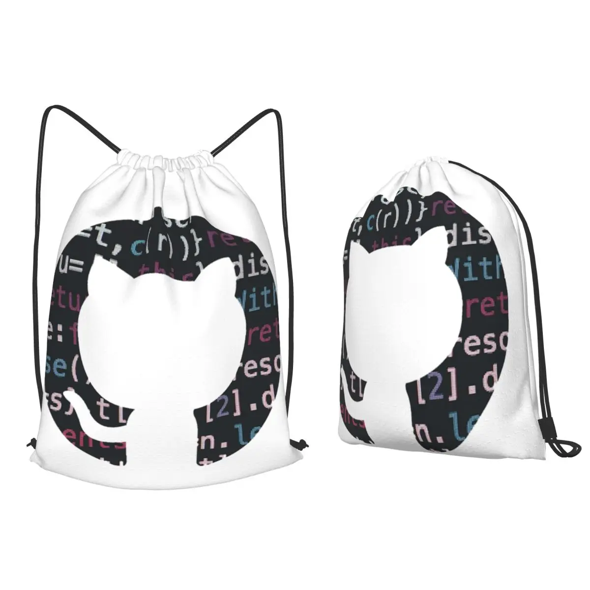 Github Code Logo Backpacks Fashion Drawstring Bags Sundries Bag Book Bags for Travel Students