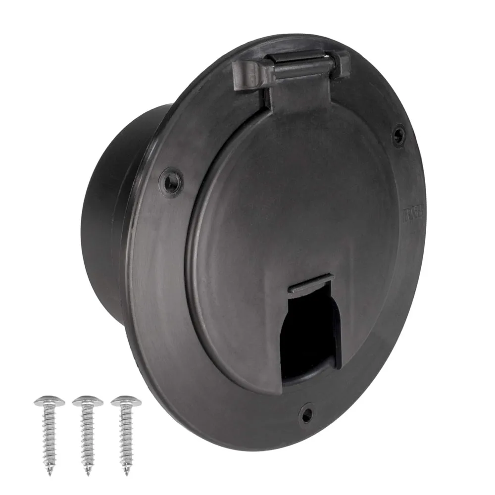 

RV Camper Power Cord Hatch Cover Round PP Snap Lock For 30/50 Amp Cords With Screws Hatch Door Wire OrganizerRV Accessories