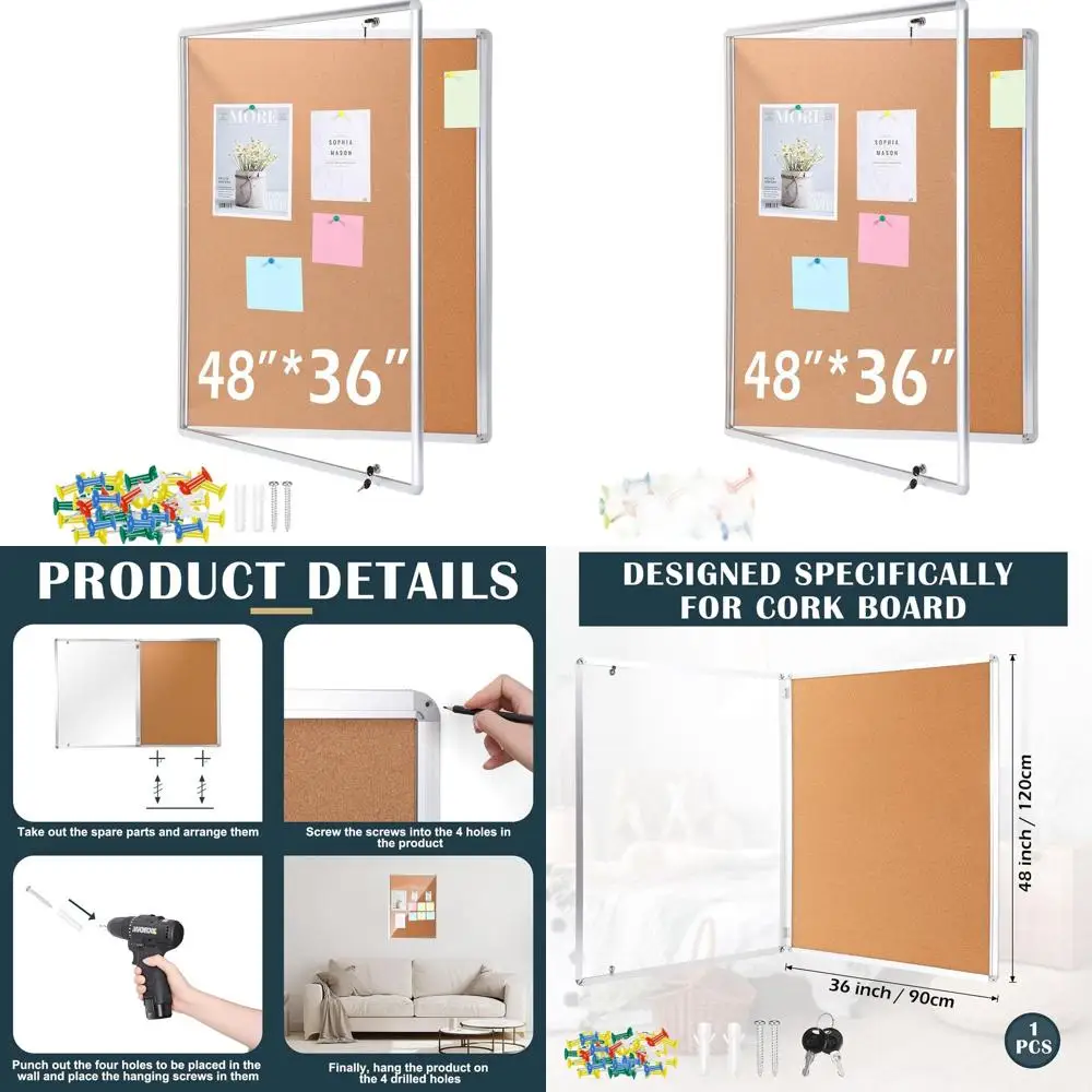 

Всепогодная доска из пробки в алюминиевой раме 48x36 для использования в школах и офисах