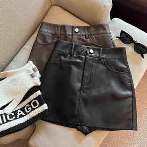 Mini -Frauen mit hohem Taillenkleid, Bodycon -Rocklinie A, warmes Mädchengewicht, neuer Stil, Herbst und Winter, 2023 10 Hauptverkaufsmodellierungsrock - №4