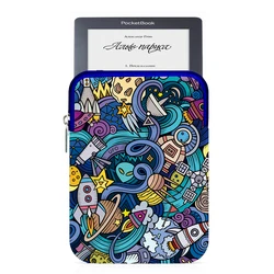 D6 cute print Liner Sleeve Case for pocketbook touch lux 4/5 basic 4 lux 2 color 6'' ereader zipper Bag unibersal e-book sleeve