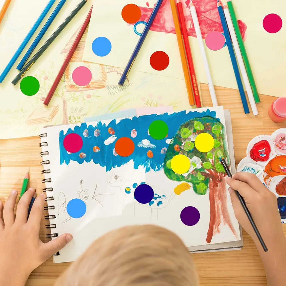 Dot Stickers 10 Assorted Colors Color Coding Labels Toddler Reward Classroom Student DIY Craft Price Tagging Marking Stickers