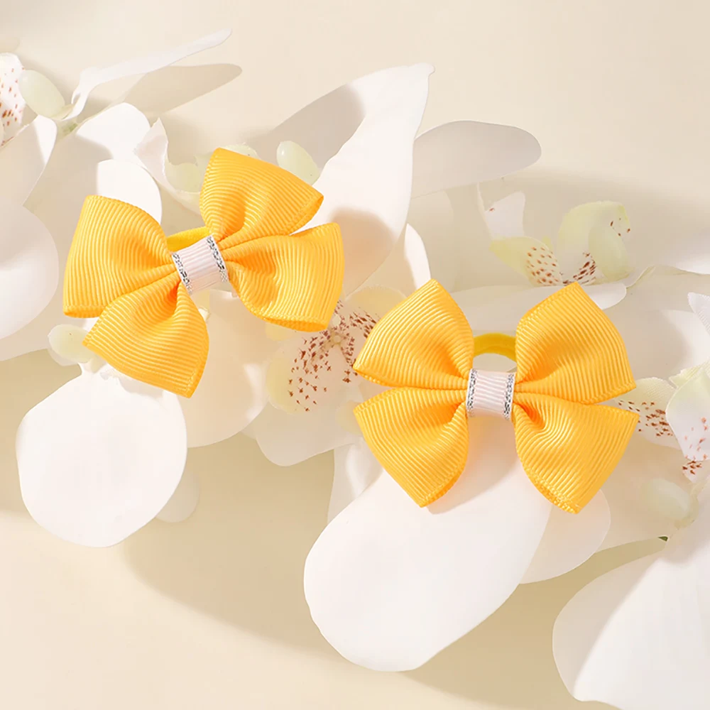 BABY BOWS 2 Stück/Set Kinder Mädchen Niedliche Doppelschichtige Schleifen-Haargummis Haarbänder Kinder Basis-Pferdeschwanz-Kopfschmuck Haaraccessoires – Detail 18