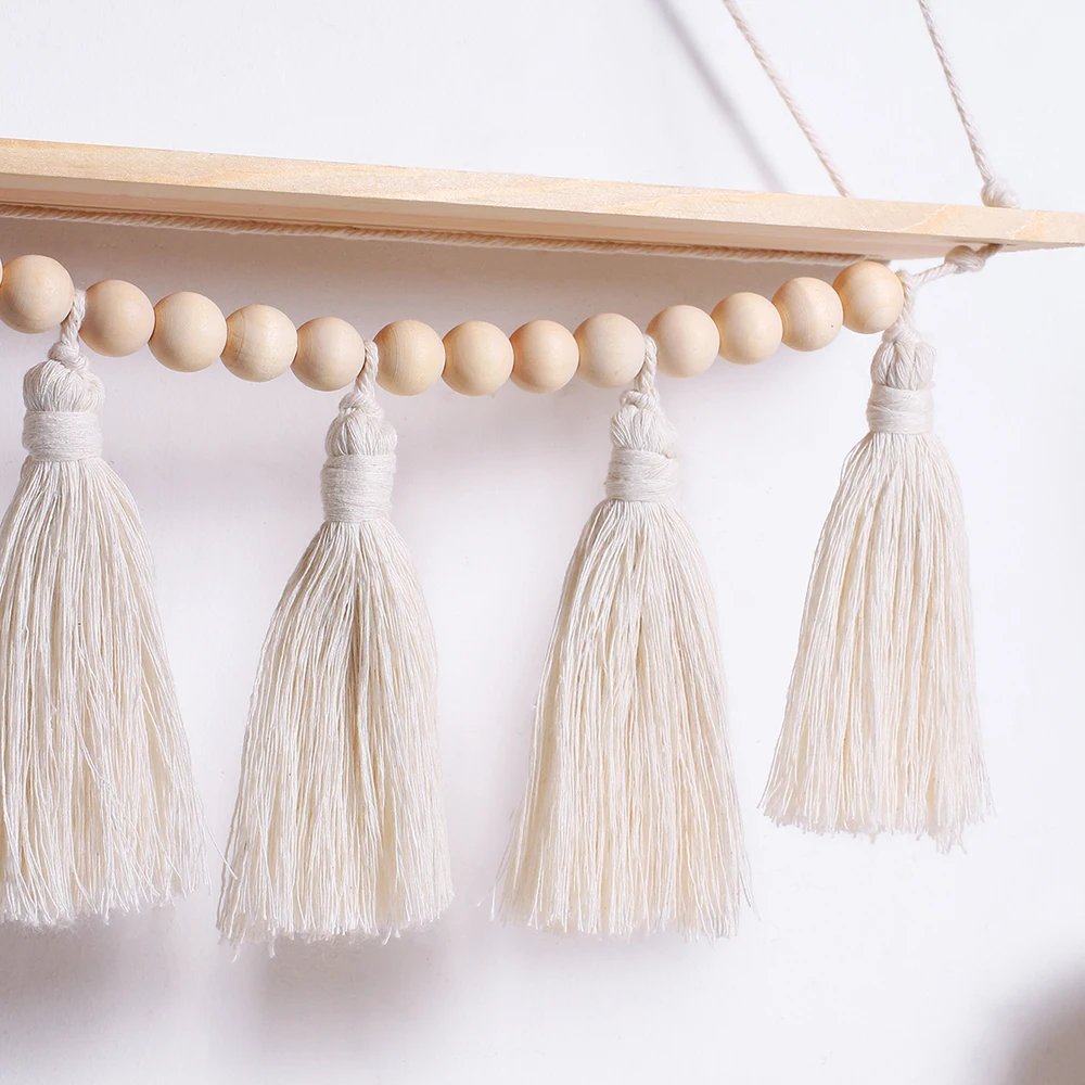 Macrame Wand Hängen Regal Boho Wohnkultur Regale Auf Wand Holz Dekoration für Schlafzimmer Wohnzimmer Kindergarten Christamas Geschenk – Detail 28