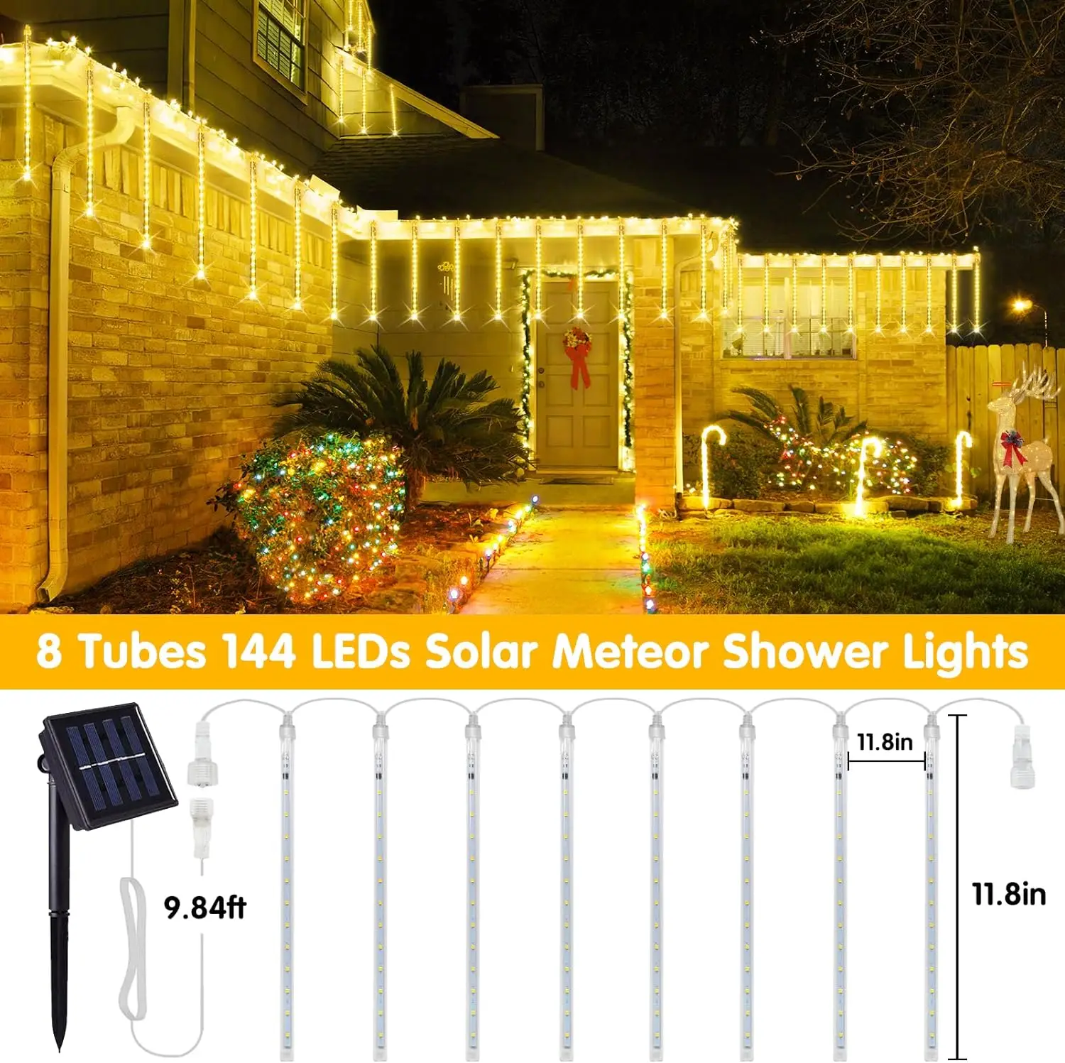 meteor solar rain lights Holiday String Light Waterproof Fairy Garden Decor Outdoor Led Street Garland Christmas Decoratio