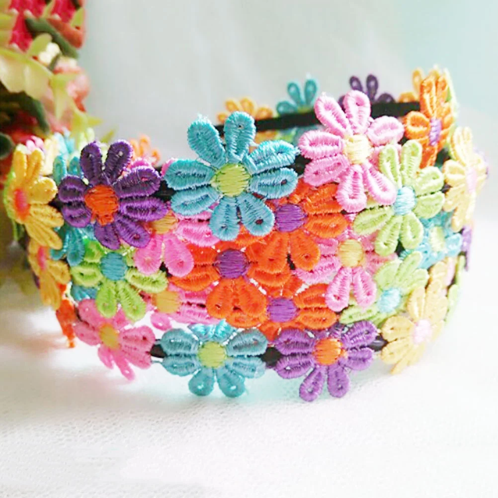 

Fashionable Hair Band Flower Hoop Girl Comfortable Embroidery Headband Colorful