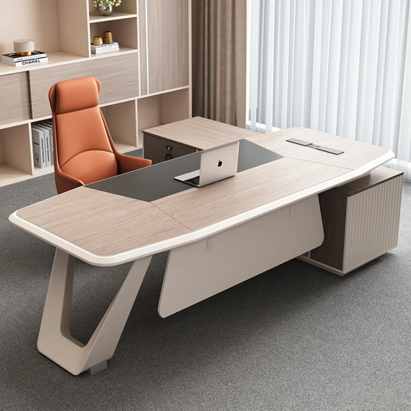 

The boss's office desk is simple and modern. The CEO's computer desk and chair combination office single person light