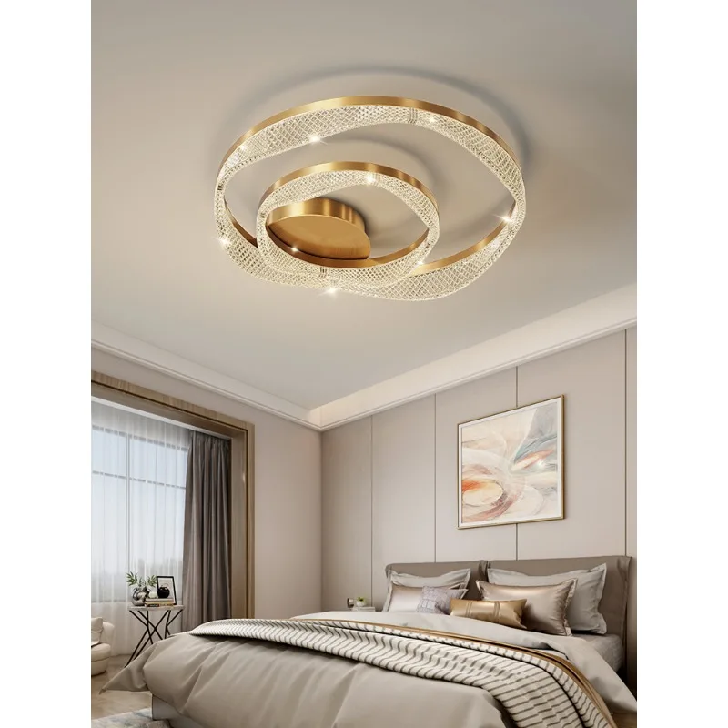 

All copper ceiling lamp modern simple warm romantic room creativity