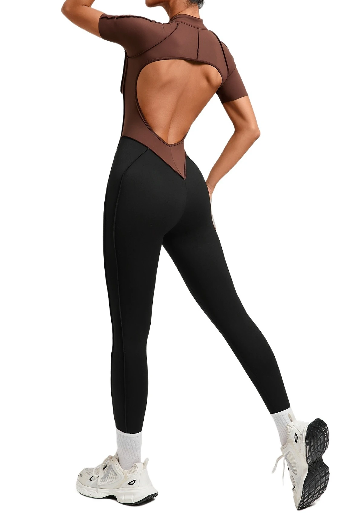 

Боди для йоги, женские спортивные костюмы с длинными рукавами, комбинезоны на молнии для спортзала, спортивные тренировки, лоскутное платье для фитнеса, цельный колготки, костюм