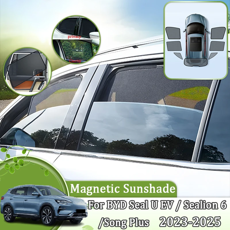

For BYD Seal U EV Sealion 6 2023 2024 2025 Magnetic Car Sunshade Accessories Car Sun Protector Cover Privacy Front Window Auto