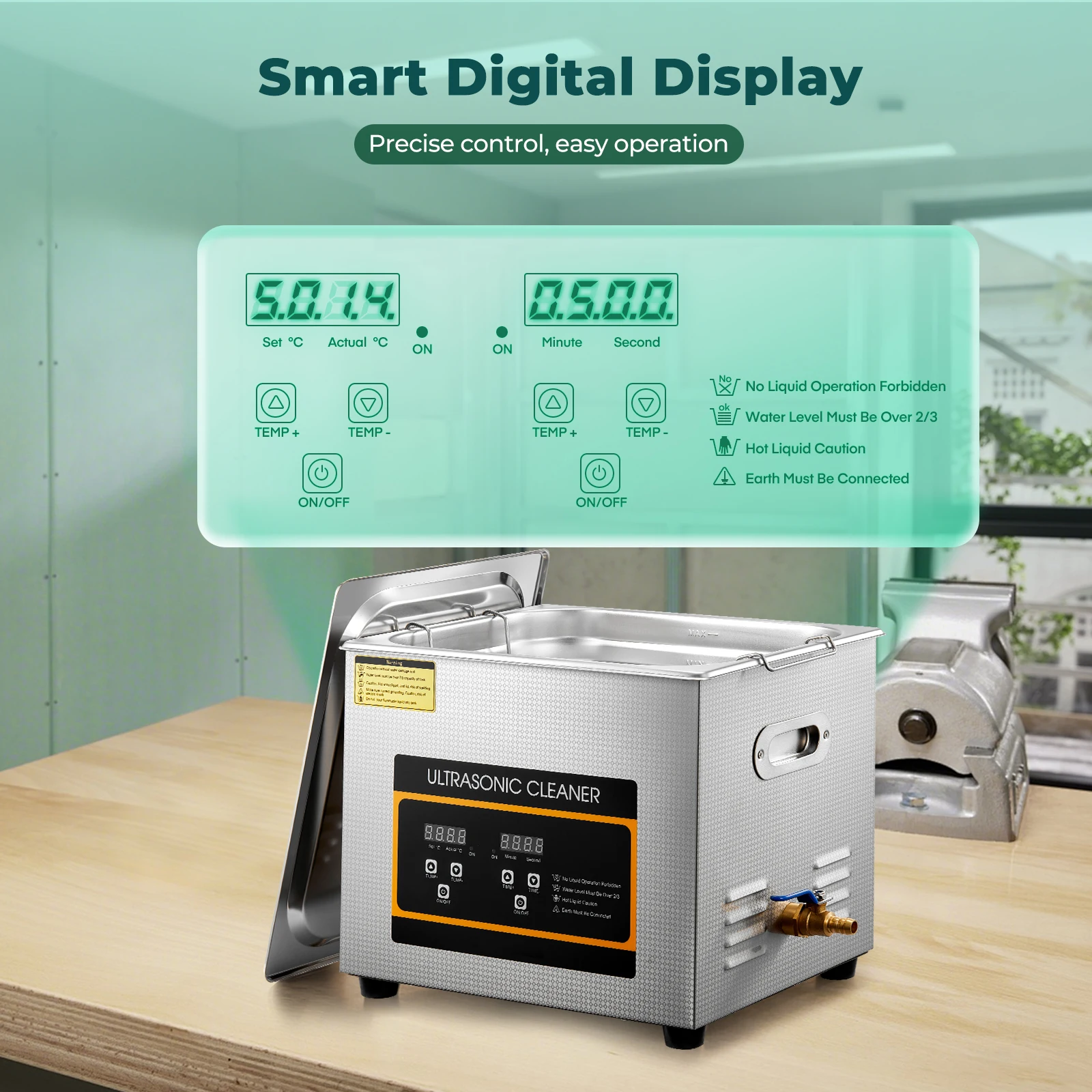 Ultrasonic Cleaning Machine 10L Digital - 10L Professional Sonic Cleaning, Stainless Steel
