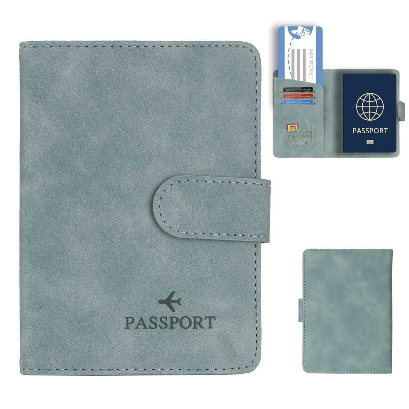 Men Women Travel Passport Holder Cover Case with Hasp RFID Anti Blocking Business Wallet PU Leather Card Case Travel Accessories