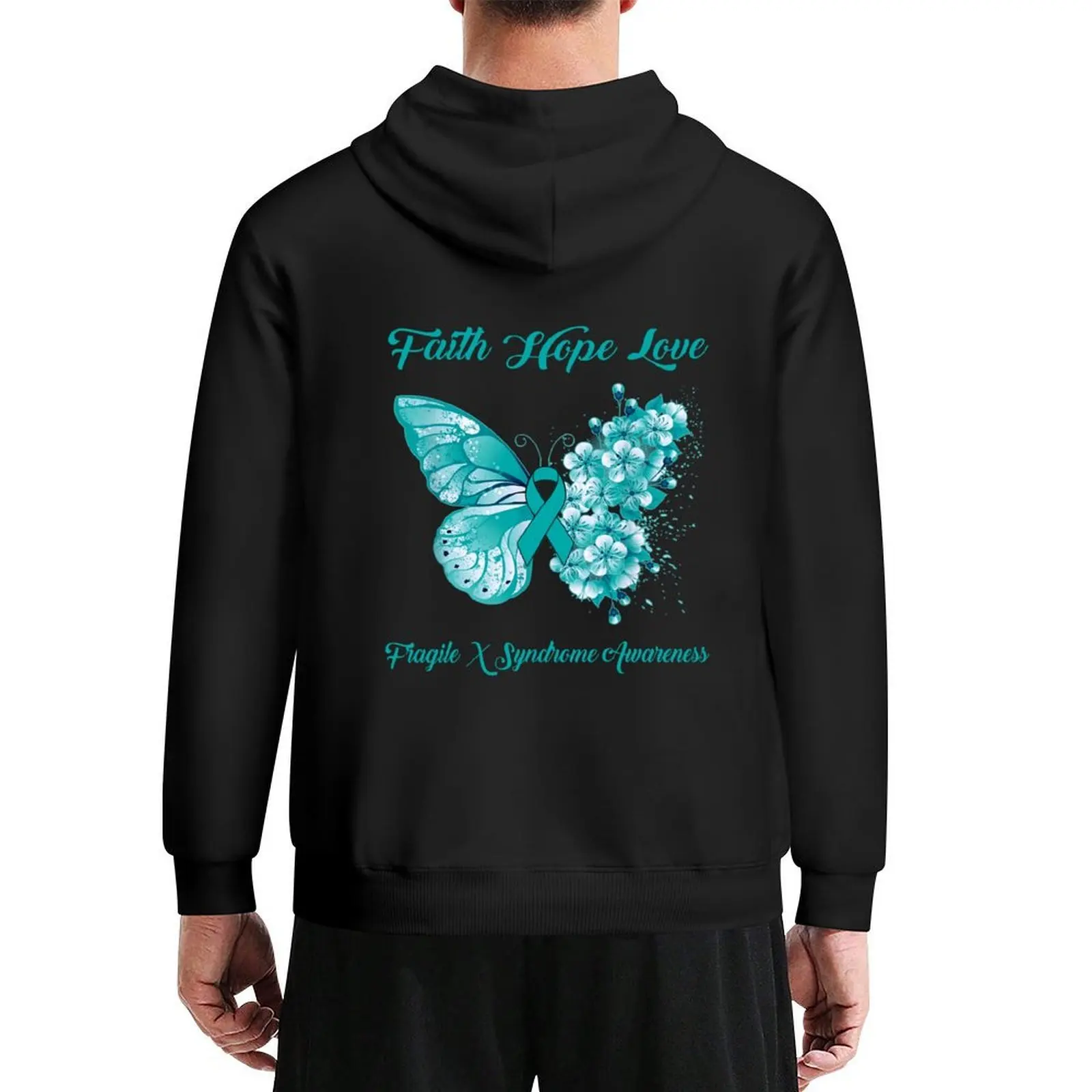 

Faith Hope Love Fragile X Syndrome Awareness Butterfly Ribbon Gifts Hoodie autumn blouse new features of hoodies & sweatshirts