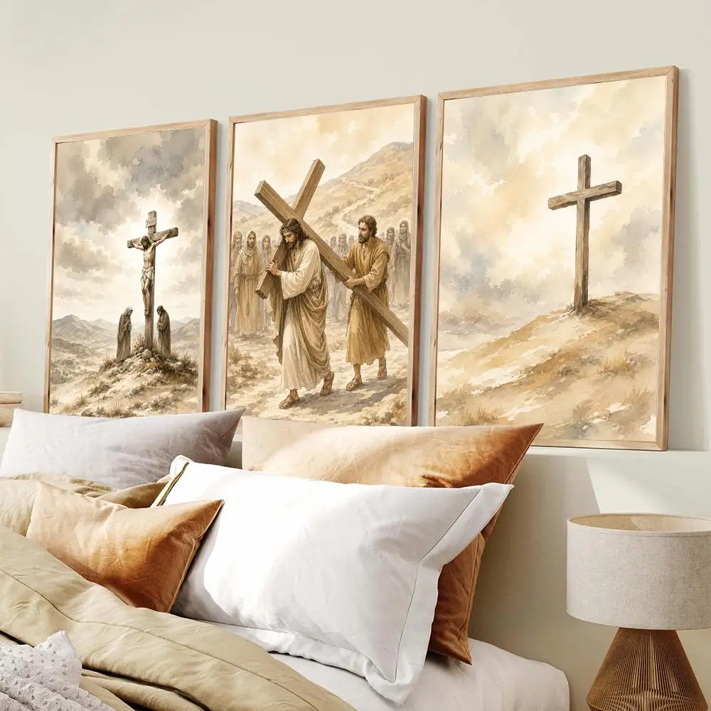 Christian Art Depicting Jesus Poster PP Wall Art Prints Poster for Dorm Room Apartment Home Office Room Decor Gift Waterproof