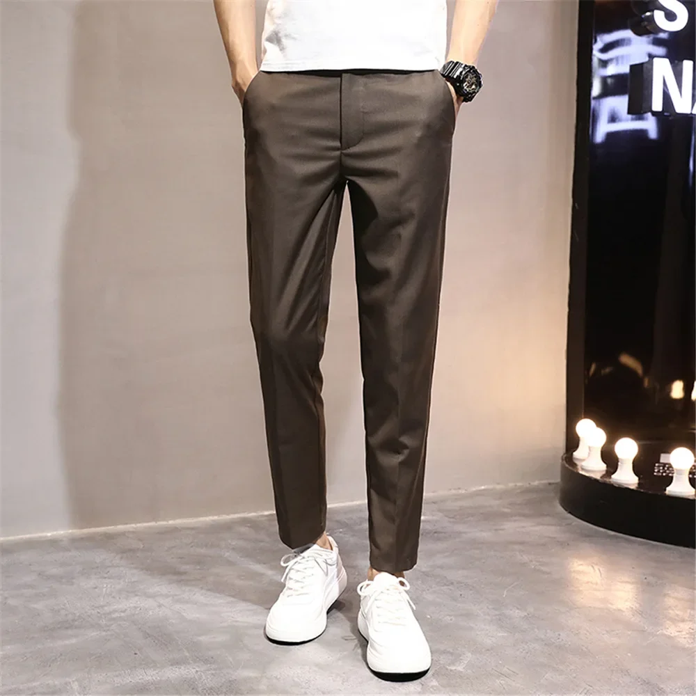 MRMT 2024 Brand New Men's Casual Trousers Korean Style Non-Iron Drape Slim Men's Nine-Point Youth Pants