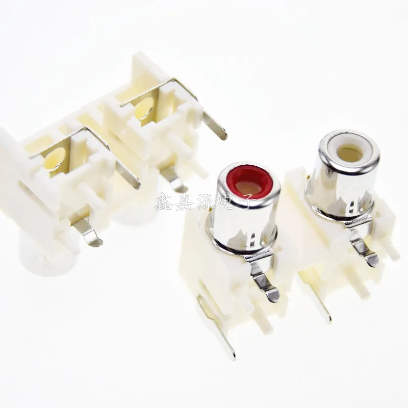 

clearance sale 4PCS AV co-core RCA lotus socket AV2-8.4-12 red and white two-hole 4P audio and video socket