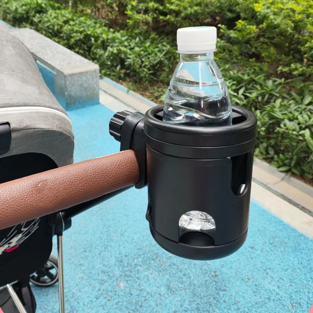 

Anti-slip 2 in 1 Baby Stroller Cup Holder Easy To Install Adjustable Kids Cup Stand Non-slip Black