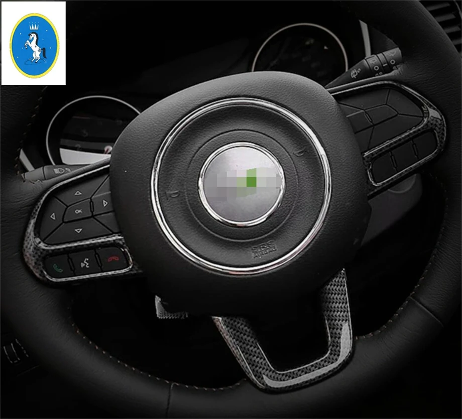 

Car Steering Wheel Button Decoration Cover Trim Fit For Jeep Compass 2017 - 2021 Matte / Carbon Fiber Look Interior Accessories