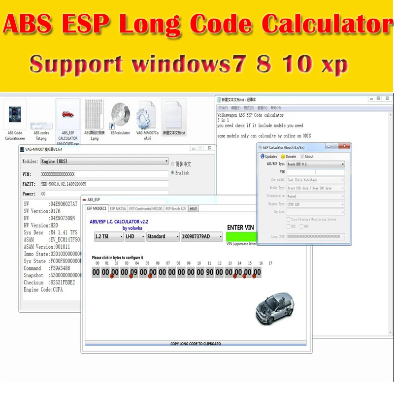 2024 hot sell for VW ABS ESP Long Code Calculator Helper MK60EC1 install video guide free help install