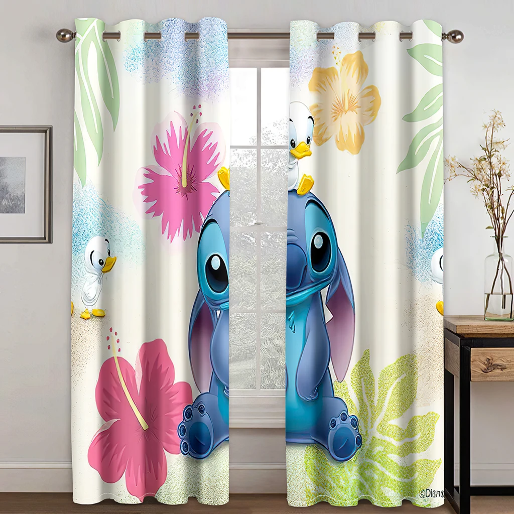 3D Cartoon Character Cute Anime Series Kids Children\'s 2 Pieces Thin Window Drape Curtain for Living Room Bedroom Decor