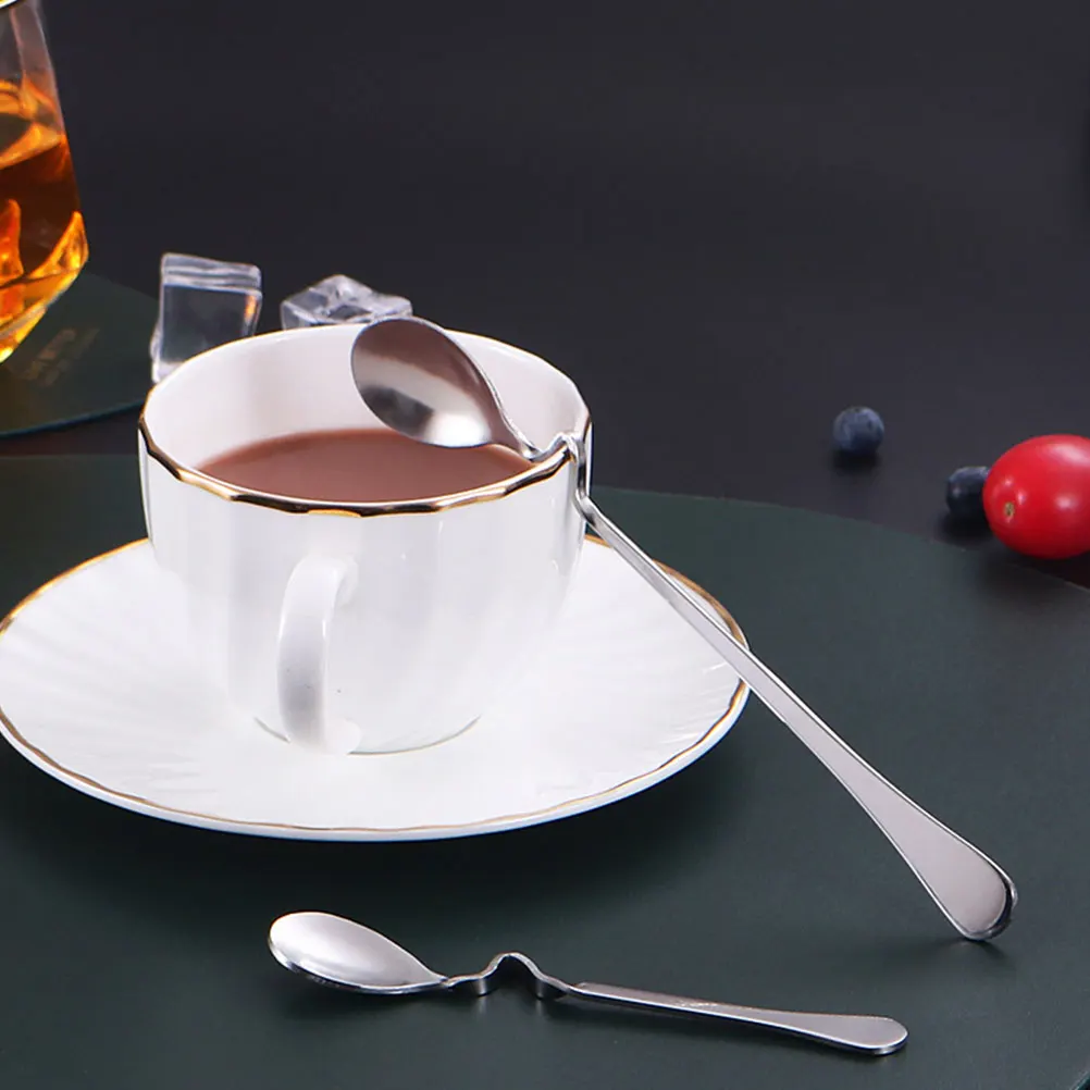 

4Pcs Stainless Steel Curved Handle Coffee Spoon Hangings Spoon for Tea Jam Honey Dessert Stirrer Stainless Steel Teaspoons