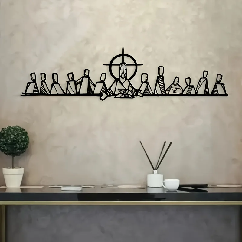 CIFBUY Metal Wall Art The Last Supper Durable Iron Religious Decor Minimalist Black Jesus Apostles Home Church Ornament