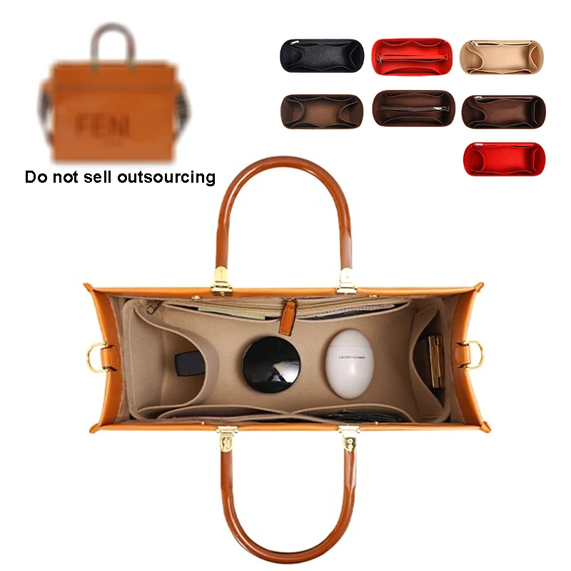 Purse Handbag Organizer Inner Storage Inner Shaper Makeup Felt Insert Bag Organizer Fit Luxury Handbags For Fendy Sunshine Tote