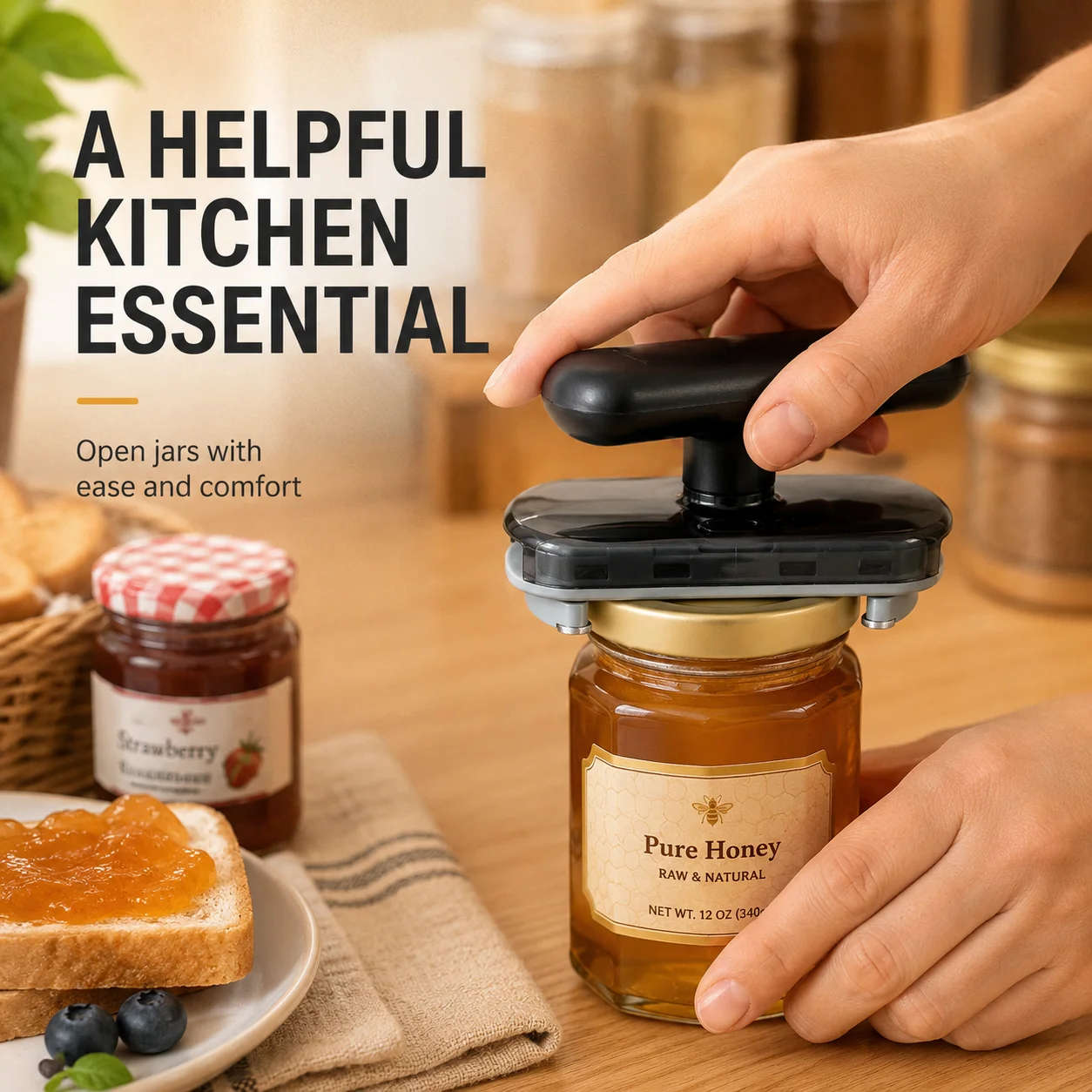 Kitchen Gadgets Jar Openers - 3-in-1 arbeidsbesparende potopener, antislip fles- en