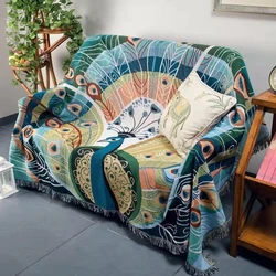 Elegant Animal Pattern Nordic Throw Blanket for Sofa Cover Towel Nap Blanket with Tassels Tablecloth Tapestry House Bed Decor