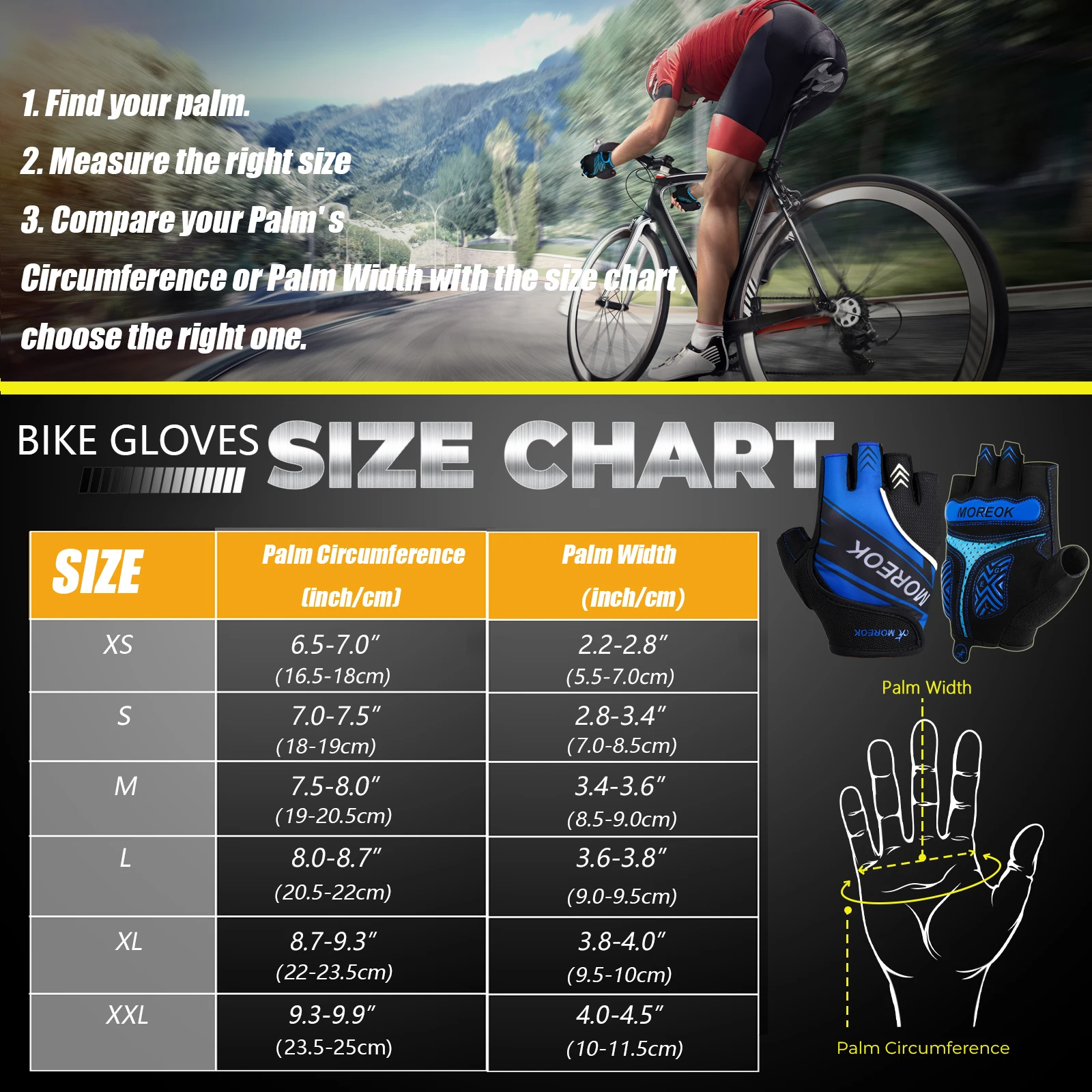 MOREOK Bike Gloves Shockproof Breathable Road Cycling Gloves Gel Pads Dirt Bike MTB Bike Cycling Bicycle Gloves for Men Women