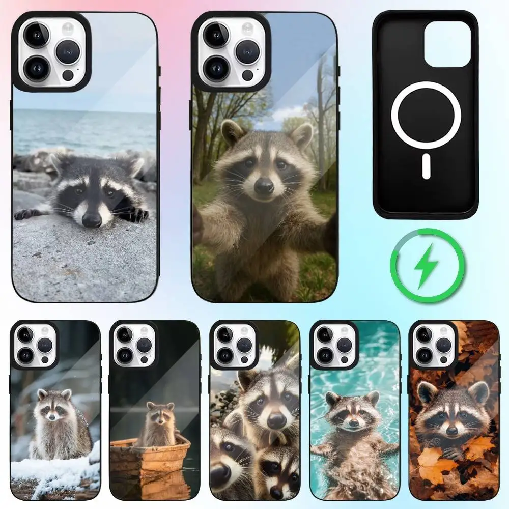 

Cute Raccoon Animal Phone Case For iPhone17,16,15,14,13,12,11 Plus,Pro Max Magnetic Magsafe Wireless Charging