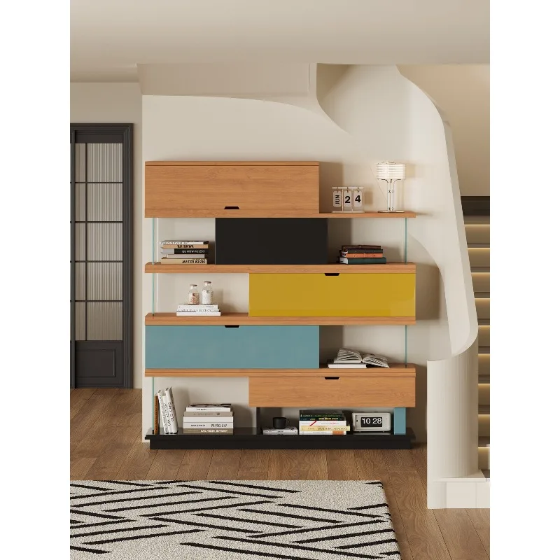 Valley and solid wood glass flip shelf, color jump design home living room figure display rack display cabinet storage cabinet