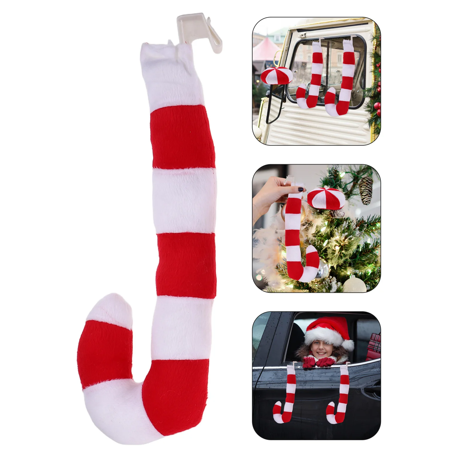 

Car Reindeer Antlers and Cane Design Christmas Decorations for Car Xmas Holiday Ornament Cute Festive Decor